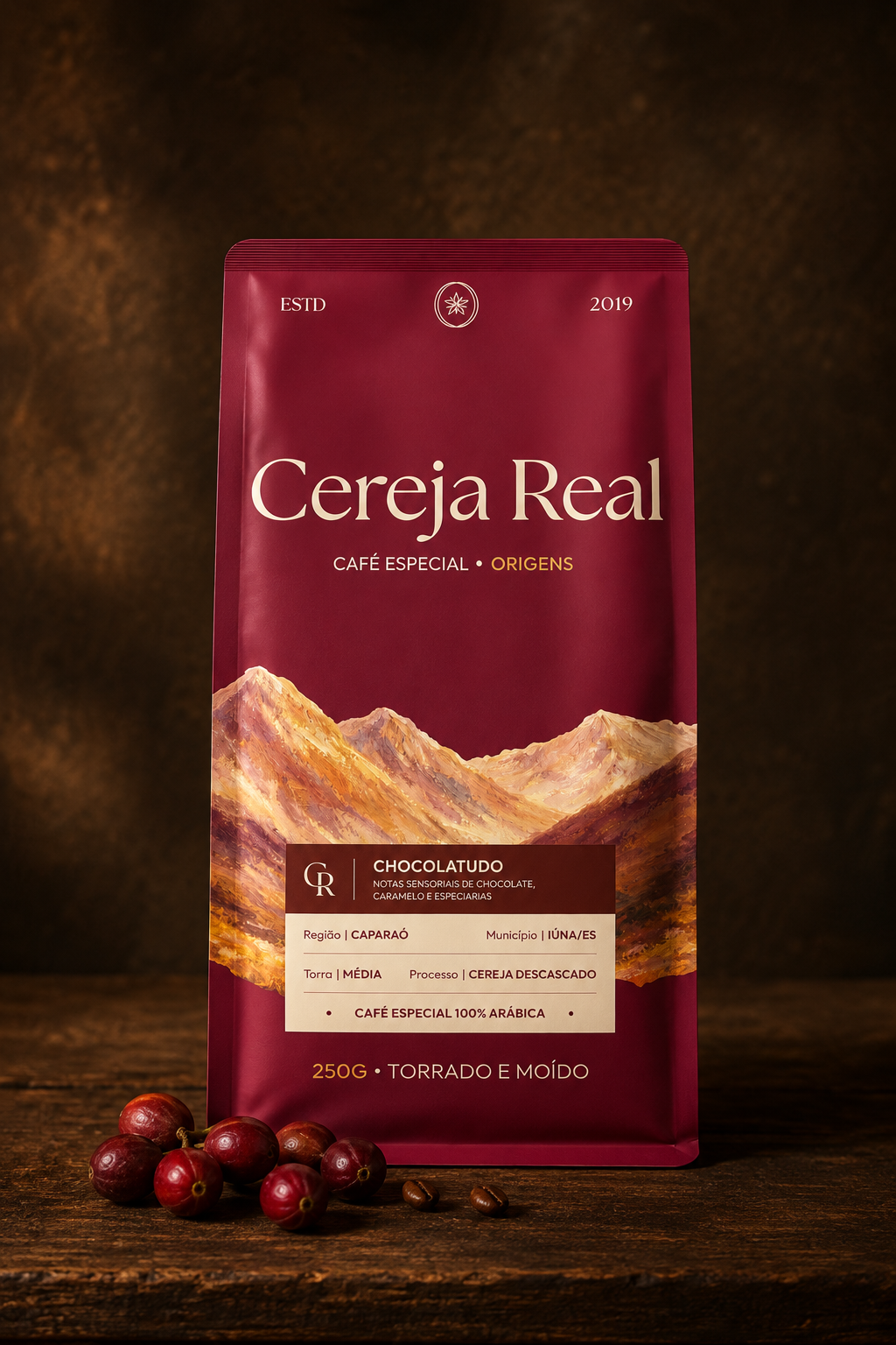 Café Cereja Real linha Origens com cerejas de café