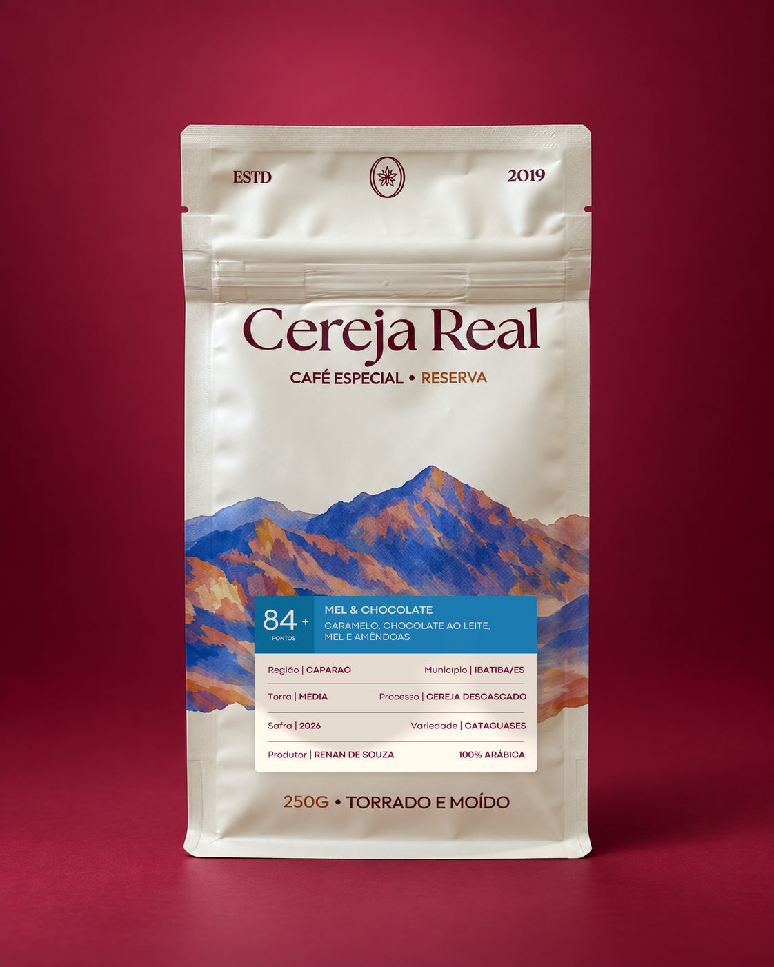 Café Mel & Chocolate 250 g — embalagem Reserva, frente